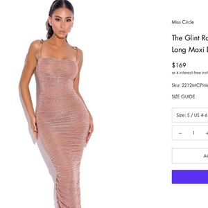 Miss Circle The Glint Rose Gold Ruched Chiffon Long Maxi Dress